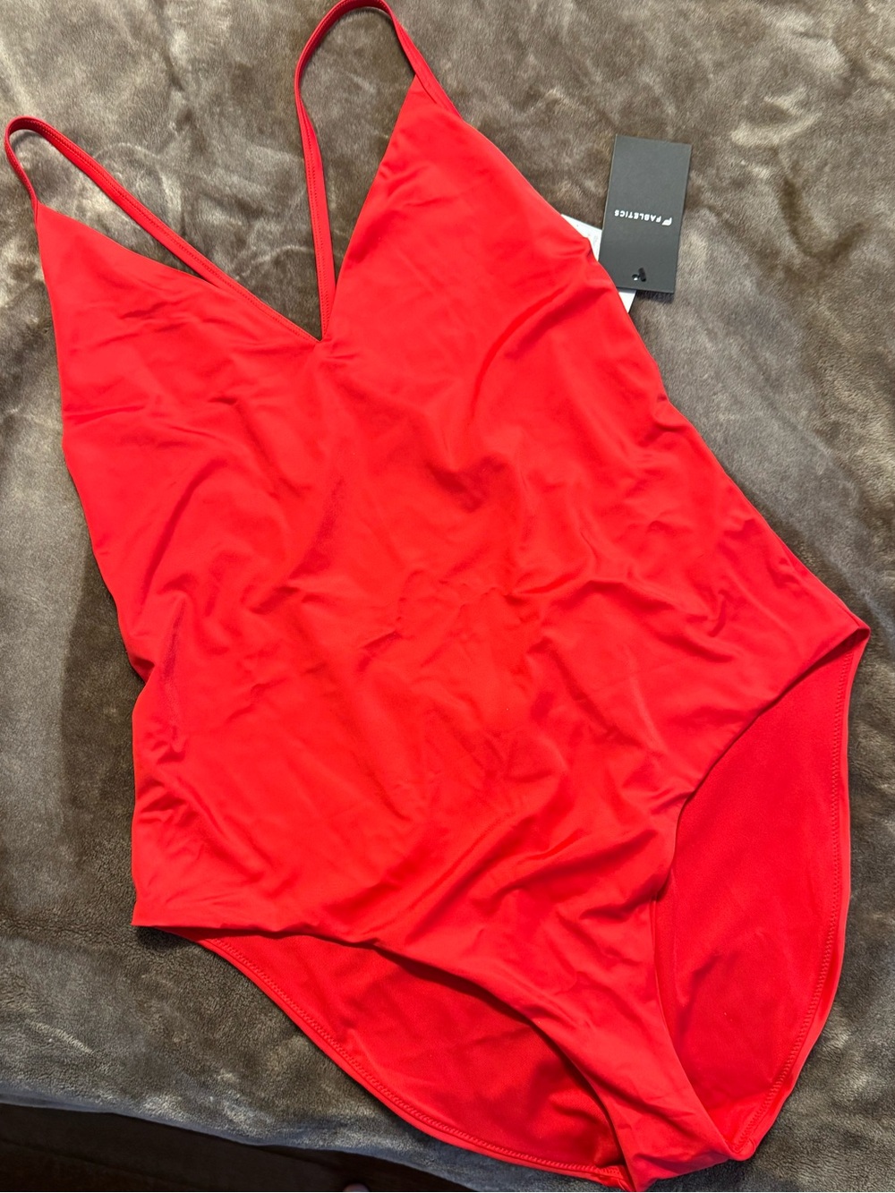 Fabletics Bright Red V-Neck One-Piece Swimsuit